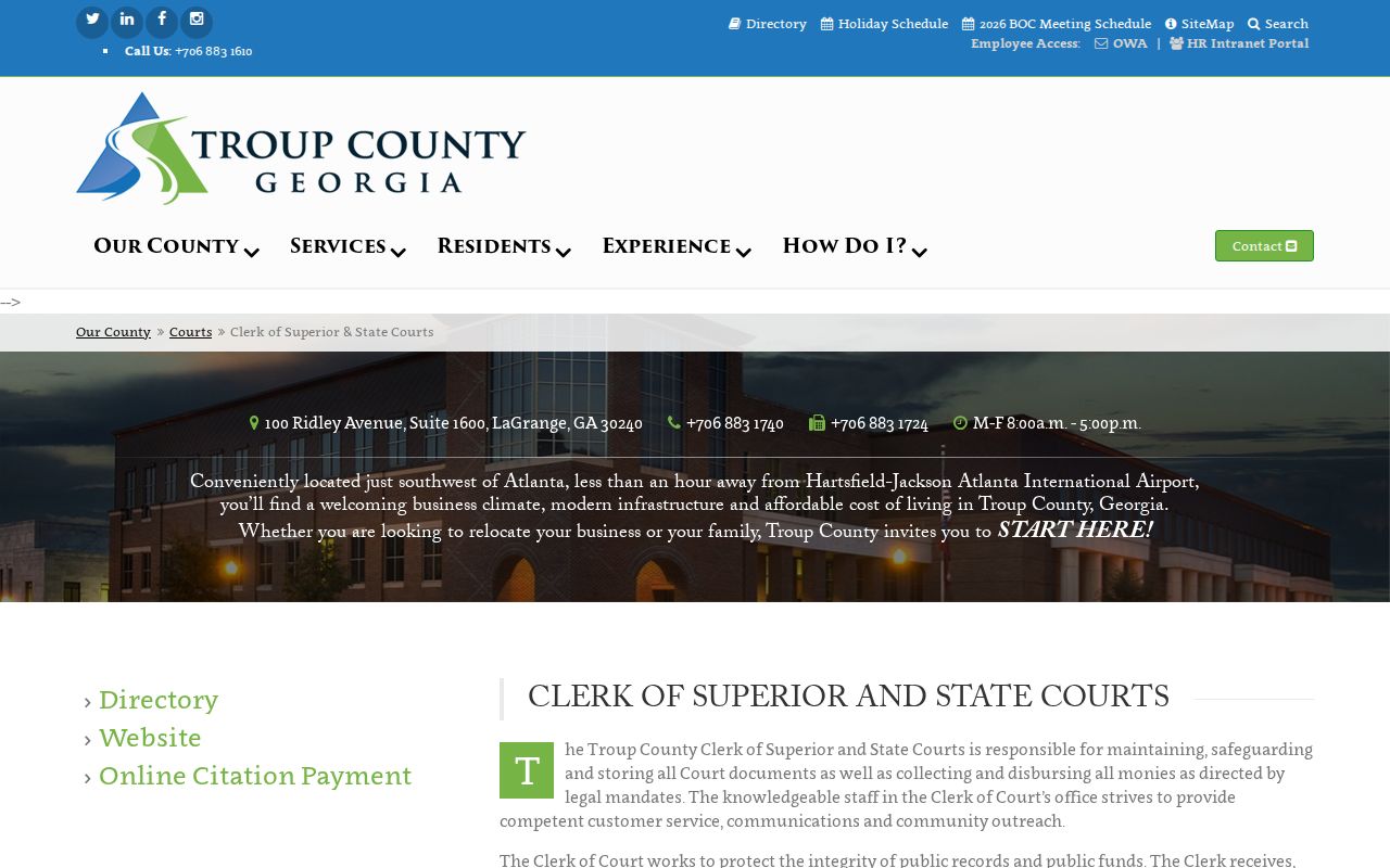 Troup County court docket combined clerk description
