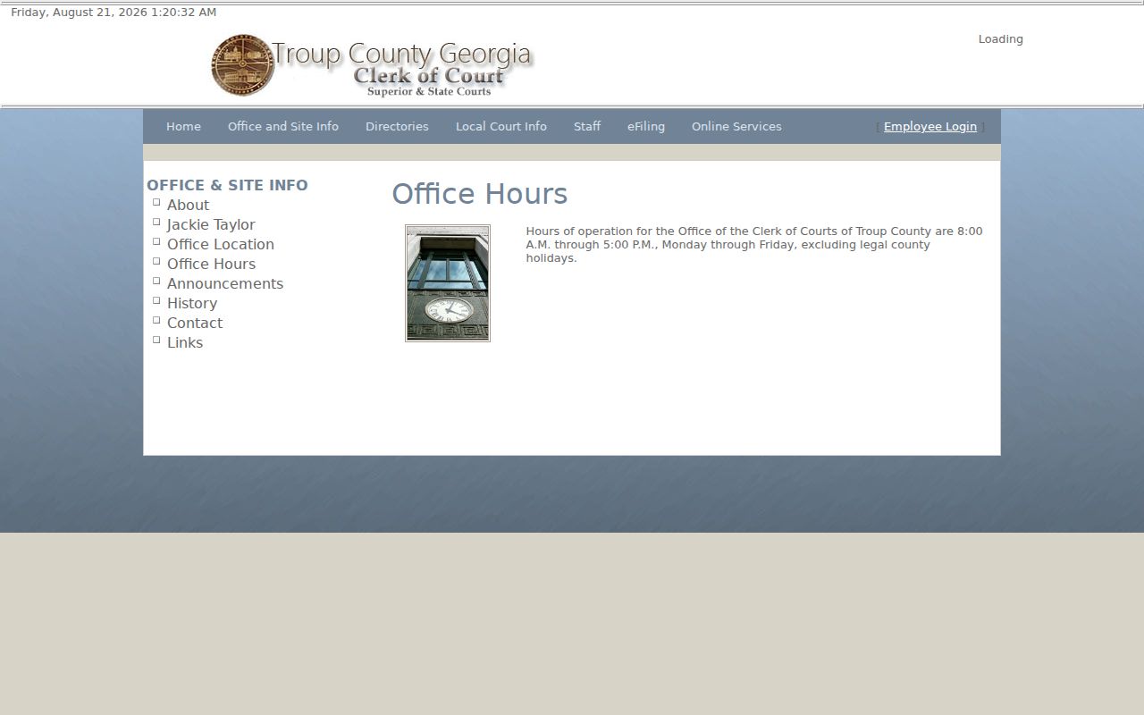 Troup County court docket clerk counter hours