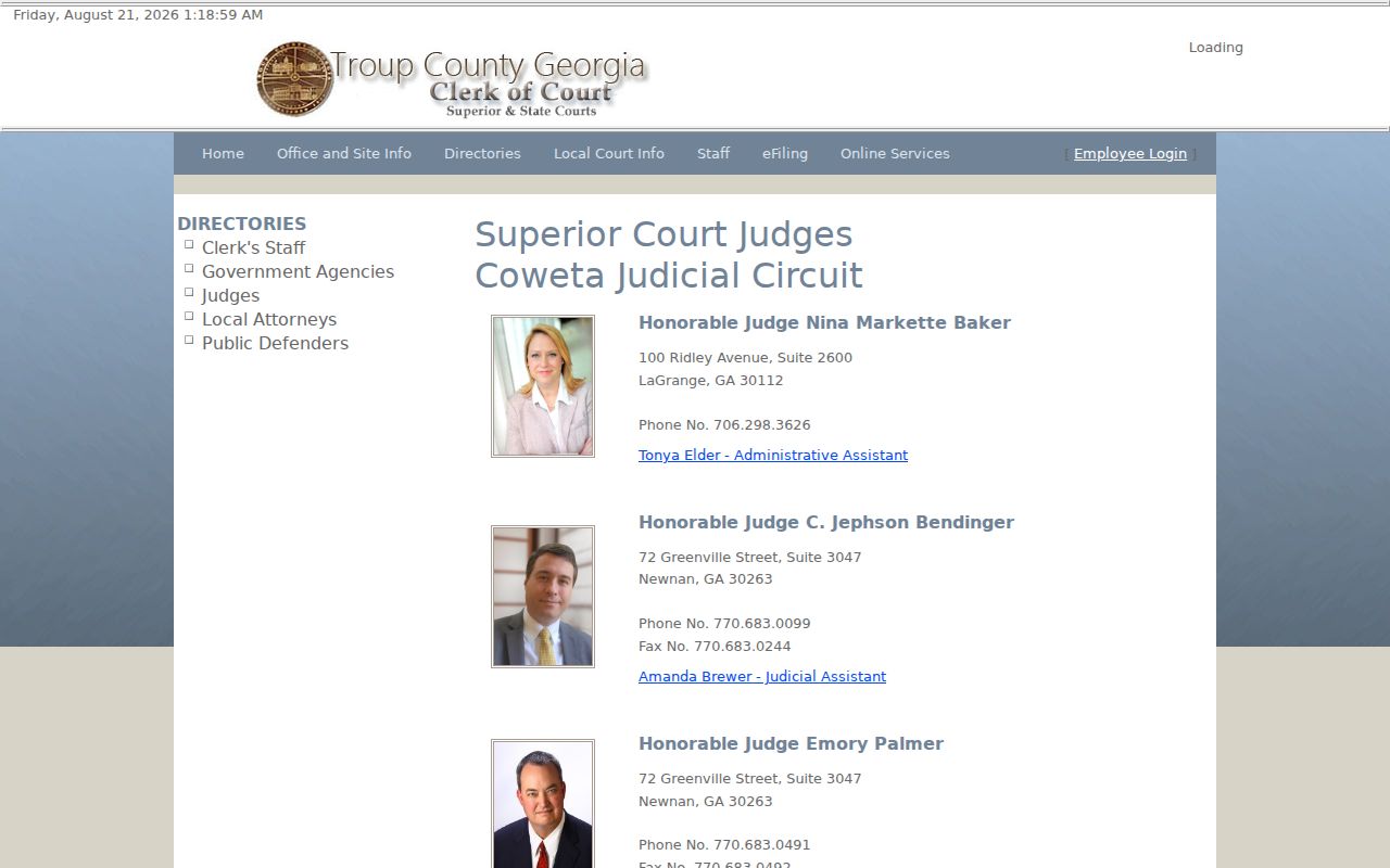 Troup County court docket judge contacts