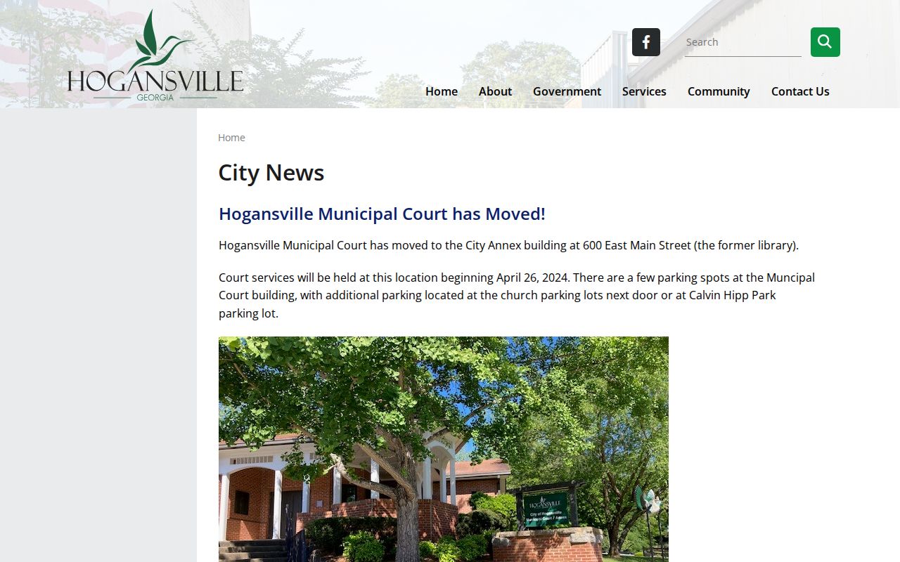Hogansville court records official Municipal Court move notice